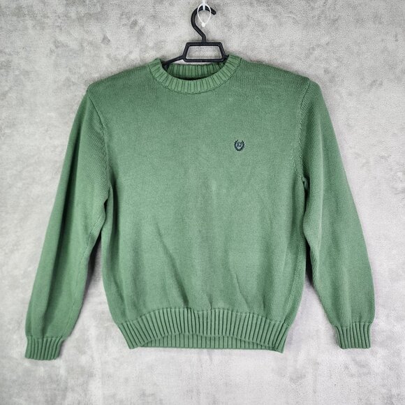 Mens Green Chaps Sweater Crew Neck Long Sleeve 100% Cotton Size XL - Picture 2 of 11